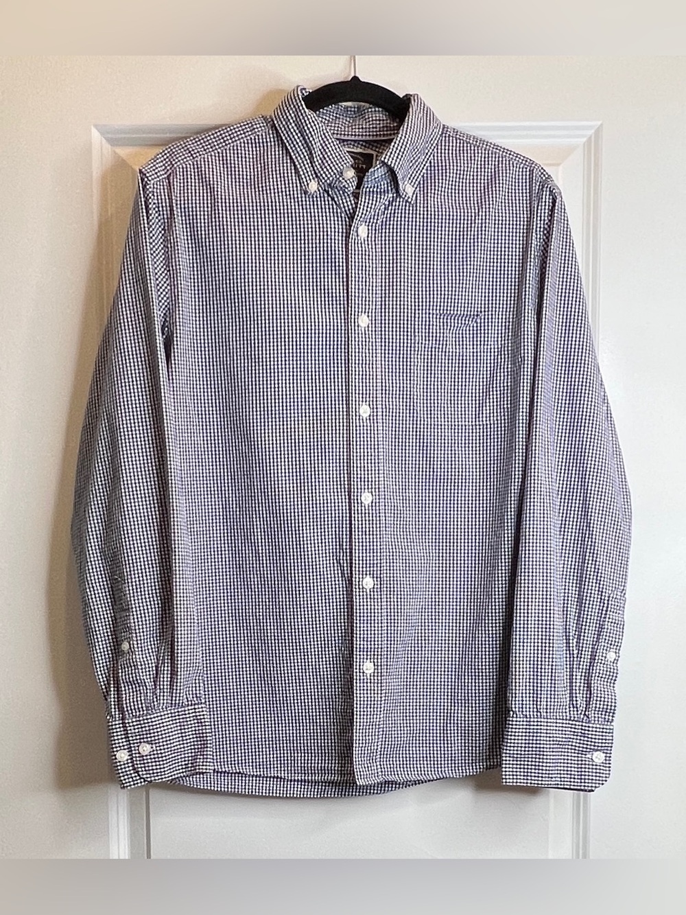 Charles Tyrwhitt Mens M Blue White Gingham Non Iron Slim Fit Button Up Shirt